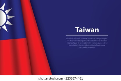 Wave flag of Taiwan with copyspace background. Banner or ribbon vector template for independence day