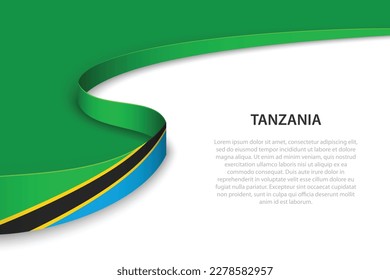 Wave flag of Tanzania with copyspace background. Banner or ribbon vector template