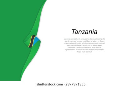 Wave flag of Tanzania with copyspace background. Banner or ribbon vector template