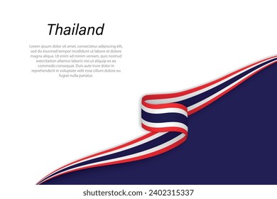 Wave flag of Thailand with copyspace background. Banner or ribbon vector template