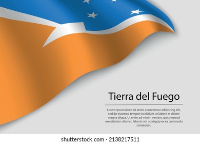 Wave flag of Tierra del Fuego is a state of Argentina. Banner or ribbon vector template