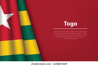 Wave flag of Togo with copyspace background. Banner or ribbon vector template for independence day