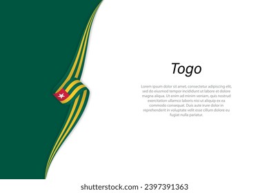 Wave Fahne von Togo mit Kopienraum Hintergrund. Banner- oder Bandvektorvorlage