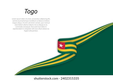 Wave flag of Togo with copyspace background. Banner or ribbon vector template