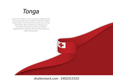 Bandera ondulada de Tonga con fondo de copyspace. Plantilla vectorial de banderas o cintas