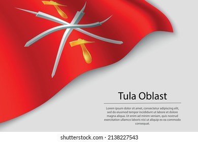 Bandera ondulada del óblast de Tula es una región de Rusia. Plantilla vectorial de banderas o cintas