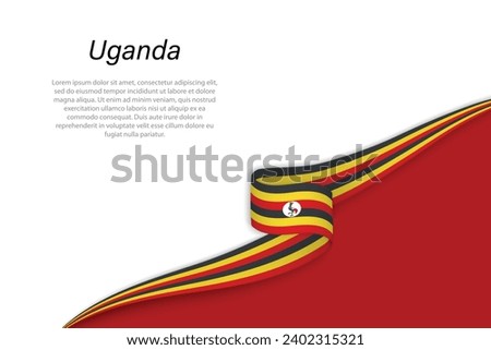 Wave flag of Uganda with copyspace background. Banner or ribbon vector template