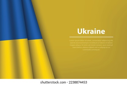 Wave flag of Ukraine with copyspace background. Banner or ribbon vector template for independence day