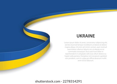 Wave flag of Ukraine with copyspace background. Banner or ribbon vector template