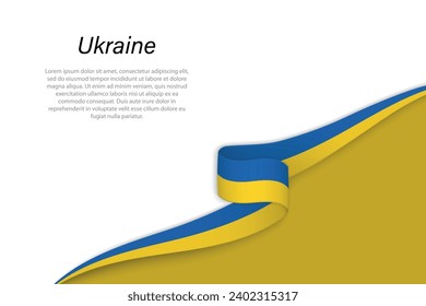 Bandera ondulada de Ucrania con fondo de copyspace. Plantilla vectorial de banderas o cintas