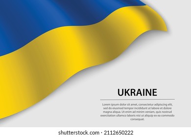 Wave flag of Ukraine on white background. Banner or ribbon vector template for independence day