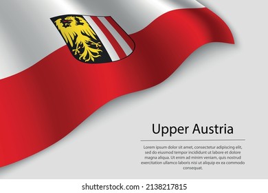 Wave flag of Upper Austria is a state of Austria. Banner or ribbon vector template