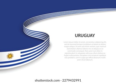 Wave Fahne von Uruguay mit Kopienraum Hintergrund. Banner- oder Bandvektorvorlage