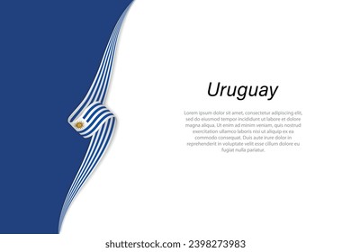 Wave flag of Uruguay with copyspace background. Banner or ribbon vector template