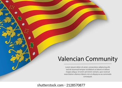 Wave flag of Valencian Community is a region of Spain. Banner or ribbon vector template