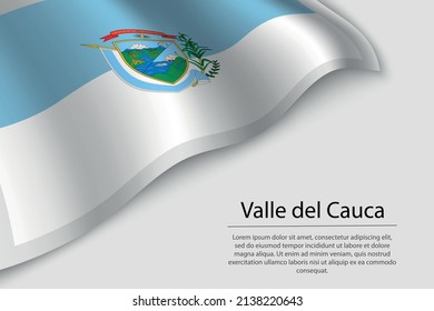 Wave flag of Valle del Cauca is a region of Colombia. Banner or ribbon vector template