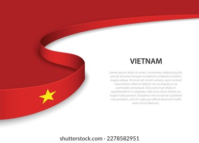 Wave flag of Vietnam with copyspace background. Banner or ribbon vector template