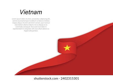 Wave flag of Vietnam with copyspace background. Banner or ribbon vector template