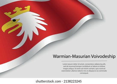 Wave flag of Warmian-Masurian Voivodeship is a region of Poland. Banner or ribbon vector template