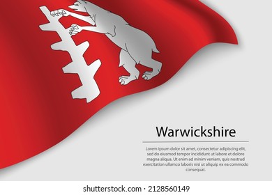 Wave flag of Warwickshire is a county of England. Banner or ribbon vector template
