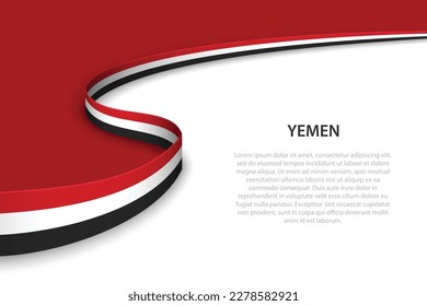 Wave flag of Yemen with copyspace background. Banner or ribbon vector template