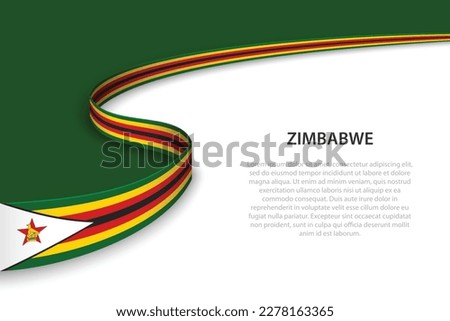Wave flag of Zimbabwe with copyspace background. Banner or ribbon vector template