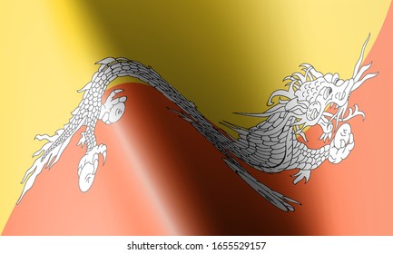 wave flags of bhutan in illustration