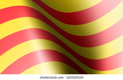 wave flags of catalonia in illustration
