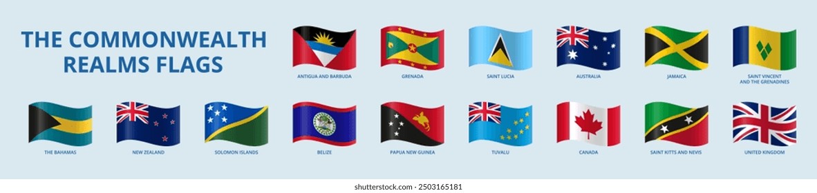 Wave flags of the Commonwealth realms.