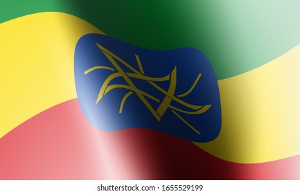 wave flags of ethiopia in illustration