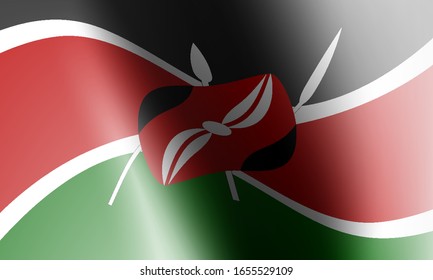 wave flags of kenya in illustration