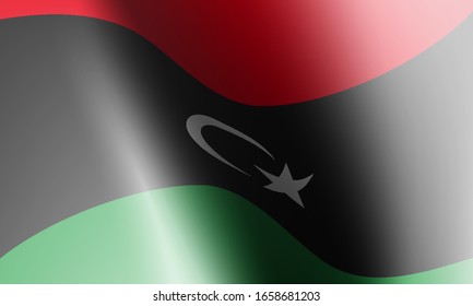 wave flags of libya in illustration