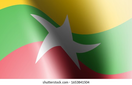 ondear banderas de myanmar en la ilustración