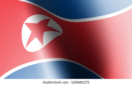 wave flags of north corea in illustration