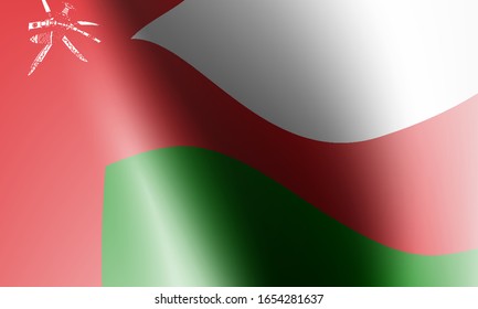 wave flags of oman in illustration