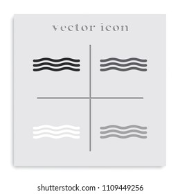 Wave flat black and white vector icon.