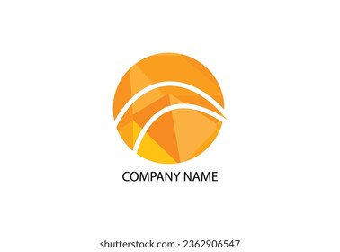 Wave Flat Icon on Orange color low poly  Background