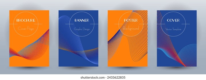 Wave flow background cover templates. Dynamic motion banners. Smooth blend curve lines dynamic graphic. Brochure layout collection. Digital shape stream. Technology posters. Futuristic tech flyers