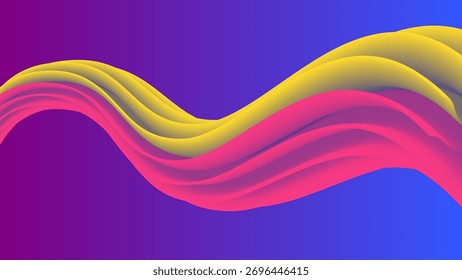 Flujo de la onda con los colores amarillos y azules del gradiente que fluyen suavemente