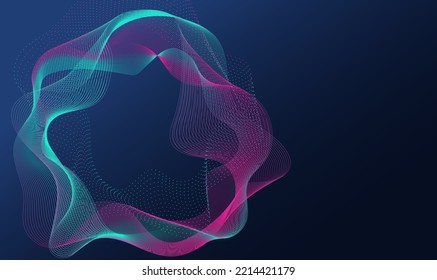 Wave flow of quantum innovation computer technology. Digital big data visualization. Artificial intelligence concept. Vector illustration.