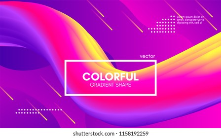 Wave Flow Shape. Abstract 3d Background. Modern Colorful Liquid. Vector Illustration Eps10. Trendy Abstract Fluid Design for Music Poster, Brochure, Layout. Abstract Wave Cover with Vibrant Gradient.