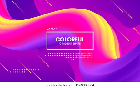 Wave Flow Shape. Abstract 3d Background. Modern Colorful Liquid. Vector Illustration Eps10. Trendy Abstract Fluid Design for Music Poster, Brochure, Layout. Abstract Wave Cover with Vibrant Gradient.