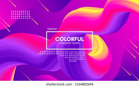 Wave Flow Shape. Abstract 3d Background. Modern Colorful Liquid. Vector Illustration Eps10. Trendy Abstract Fluid Design for Music Poster, Brochure, Layout. Abstract Wave Cover with Vibrant Gradient.