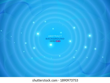 Wave flow smooth lines blue abstract background with circles and lights vector illustration