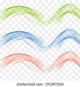Wave flow transparent wavy element Set of abstract elements