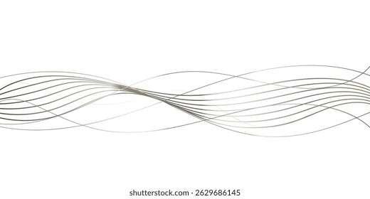 Wave flowing liquid line abstract background. Black and white vector design 3D lines in perspective, curve and wave lines in motion, smooth and soft backdrop.eps10