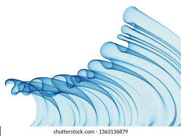 Wave of flowing particles abstract vector background, smooth curvy shape dots transparent tulle textile on wind. 3d shape dots blended mesh, relaxing tranquil wallpaper.