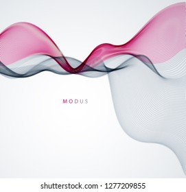 Wave of flowing particles modern relaxing illustration. Round dots vector abstract background. Beautiful wave shaped array of blended points.