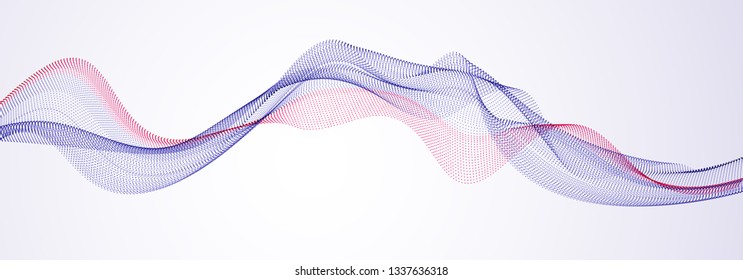 Wave of flowing particles modern relaxing illustration. Round dots vector abstract background. Beautiful wave shaped array of blended points. - Powered by Shutterstock - Get 15% off with code: PIKWIZARD15
