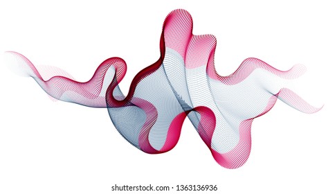 Wave of flowing particles modern relaxing illustration. Round dots vector abstract background. Beautiful wave shaped array of blended points.